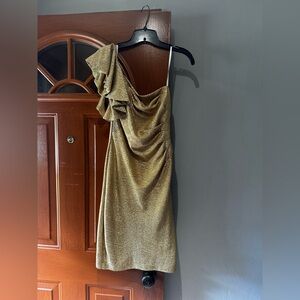 Gold Formal Midi Dress - worn once in Paris - size M